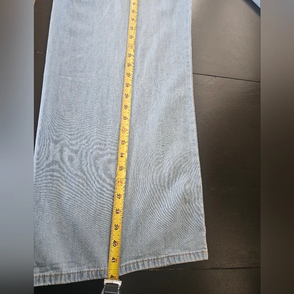 ZARA Wide Leg Light Wash Jeans Size 12 (US) 44 EU High Rise Drawstring Waist - Picture 11 of 12